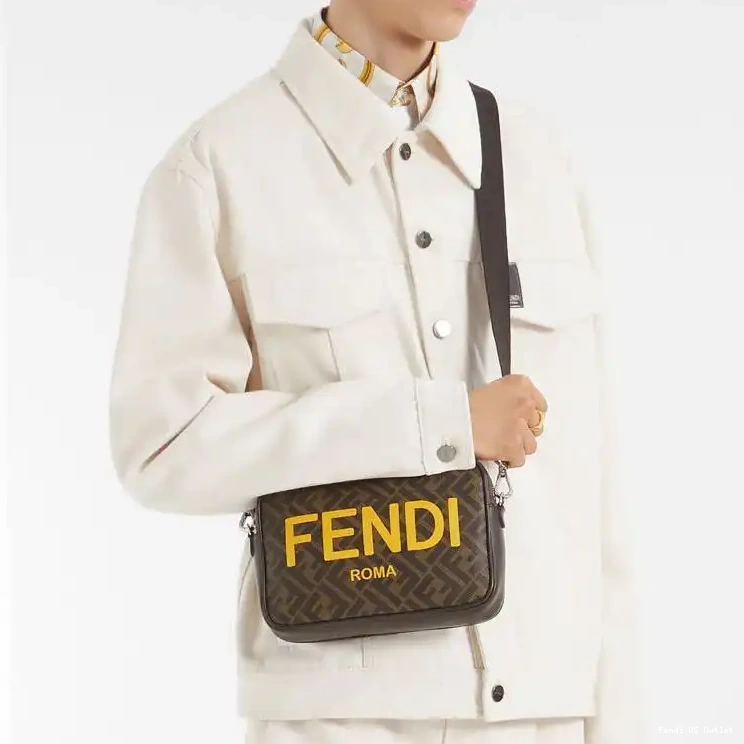 Affordable HOT Case Logo Fabric Compact FF Brown Camera ROMA Motif Fendi In 0508